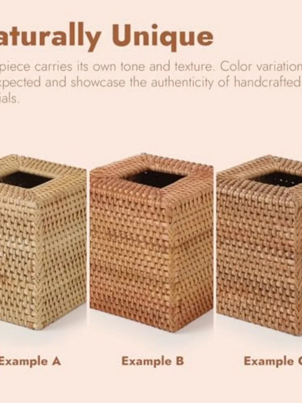 Rattan Tissue Box Cover Square Hand Woven Wicker Tissue Holder 5.5 x 5.5 X 5.7in
